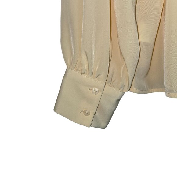Worthington Womens Long Sleeve Ivory Blouse With Button Closure & Pleated Detail - Picture 5 of 8
